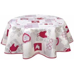 Nappe ronde en toile cirée campagne Audrey - Diam. 150 - Blanc