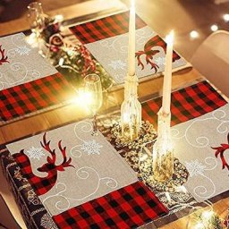 Tumalagia - Set De 4 Sets De Table De Noel Cerf Sets De Table Compatible Avec
