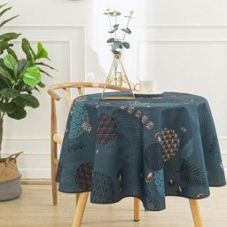 Nappe ronde fantaisie Bleu Pétrole ø 160 cm - Bleu Pétrole