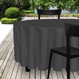 Nappe toile cirée ronde 160 cm paon anthracite - Gris