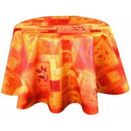 Nappe ronde en toile cirée provençale Bombay - Diam. 150 - Orange