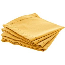 Atmosphera - Lot de 4 serviettes de table chambray ocres créateur d'intérieur - Jaune