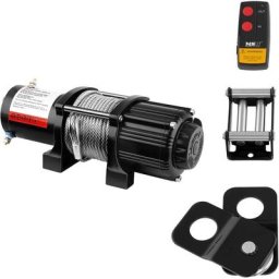Treuil 4X4 Treuil Électrique 12V Quad 2040 Kg 1000 w 4 Tonnes Câble Acier Poulie - Blanc, Argent