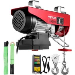 VEVOR Cable 100 kg/200 kg 480 W Telecommande sans Fil, 12 m/min Treuil-Palan Electrique a Distance
