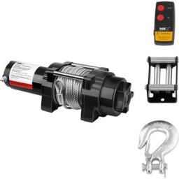 Treuil 4X4 Treuil Électrique 12V Quad 1590 Kg 1000 w 4 Tonnes Câble Acier Poulie - Noir