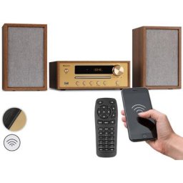 Auna - Chaine Hifi Berklee - Bluetooth - enceintes stéréo - fm MP3 usb - Entrée de ligne - Brun