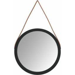 Vidaxl - Miroir mural avec sangle Noir ø 45 cm Noir