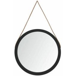 Vidaxl - Miroir mural avec sangle Noir ø 55 cm Noir
