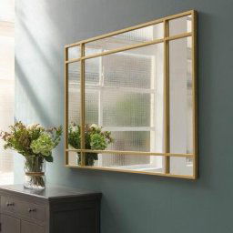 Decoclico - Miroir Art Déco en métal doré 130 x 90 cm - Wallis - intérieur/extérieur - D´oro