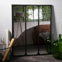 Decoclico - Miroir atelier xl rectangulaire en métal noir 95 x 120 cm - Bricklane - intérieu - Nero