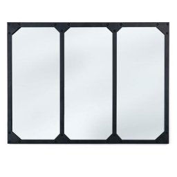 Miroir verrière 3 bandes design industriel 80X60 cm - Noir
