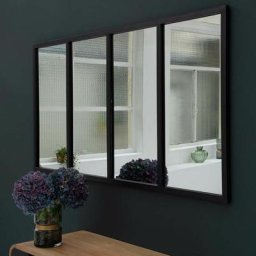Decoclico - Miroir atelier verrière rectangulaire en métal noir 140 x 75 cm - Barney - intér - Nero