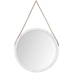 Miroir mural avec sangle Blanc Ø 55 cm vidaXL - Blanc