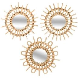 Atmosphera - Set de 3 miroirs en rotins - Beige - Livraison gratuite - Beige