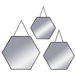Silumen - Miroirs Suspendus Hexagones Anses en chaîne (Lot de 3) - Noir Noir