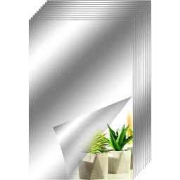 10Pcs Miroir Autocollant Miroir Adhésif Décoratif Miroir Carrés Argenté Amovible Mosaïque
