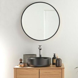 Miroir rond cadre métal noir 60cm ema - Noir