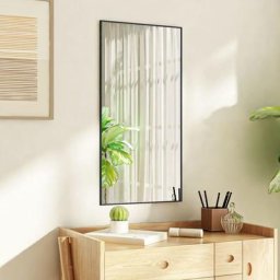 Miroir de porte | Miroir déco pour Salle de bain Salon Chambre ou Dressing Noir 40x80 cm Verre et