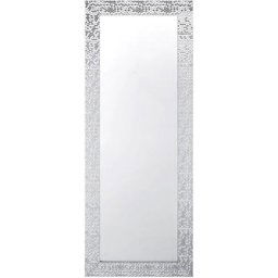 Miroir Mural Glamour avec Cadre en Plastique Couleur Argentée Brillant de Forme Rectangulaire 50 x