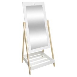 Miroir sur pied avec tablette - L 46,5 x l 40 x H 102 cm - Blanc - Livraison gratuite - Blanc