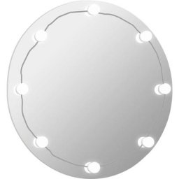 Miroir mural sans cadre avec lampes led Rond Verre