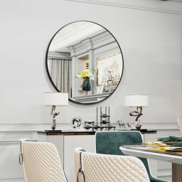 Miroir Mural Design - Miroir Entrée Maison Salle de Bain Noir Décoration Miroir Deco Salon Chambre