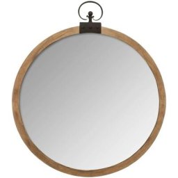 Atmosphera - Miroir rond Gousset en bois - d 74 cm - Marron - Livraison gratuite - Marron