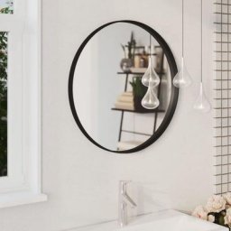 Miroir mural | Miroir déco pour Salle de bain Salon Chambre ou Dressing Noir 60 cm 32218 - Noir