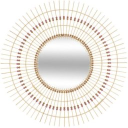 Atmosphera - Miroir Folk D76cm bambou & perle créateur d'intérieur - Beige