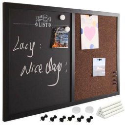 Tableau Mémo Noir Combinaison Tableau Magnétique et Liège 60x40cm Home Office