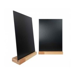 Interface Plv - Porte menu de table en bois brut dimensions 21 x 6,5 x 2,4 cm avec ardoise A4