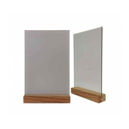Porte menu de table en bois couleur pin dimensions 15x3,6x2,3 cm avec plexi A5 - Lot de 2 - Pin