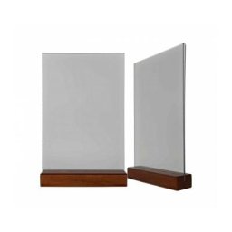 Porte menu de table en bois couleur chêne dimensions 15x3,6x2,3 cm avec plexi A5 - Lot de 2 - Chêne