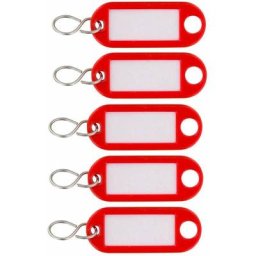 5x porte clé avec support étiquette rouge 55x20 clef universel