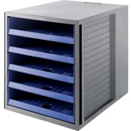 HAN - Karma 14018-16 Module de classement 5 tiroirs ouverts Format C4 Gris / bleu 275 x 320 x 330