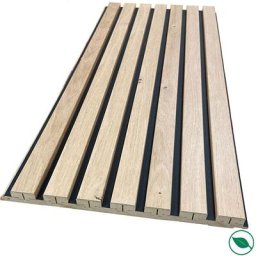 Forestea - Lot de 2 demi-panneaux mural décoratif lamelles mdf chêne clair fond noir 1250 x 287 x
