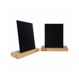 Porte menu de table en bois brut dimensions 21 x 6,5 x 2,4 cm avec ardoise A5 inclinée - Lot de 2
