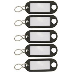 5x porte clé avec support étiquette noir 55x20 clef universel