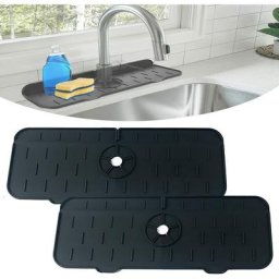 Paquet de 2 pare-éclaboussures d'évier de robinet, tapis de robinet d'évier en silicone, tapis de