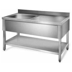 Plonge 1 Bac avec Dosseret et Etagère - l 1000 x p 700 mm - Noir