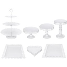 Fantablau - Lot de 7 Présentoirs à gateaux support métal 3 niveaux pour Cupcakes pour Fête de