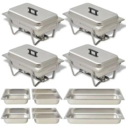 Ensemble de chauffe-plats 4 pcs Acier inoxydable Vidaxl n/a