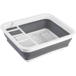 Egouttoir vaisselle pliable Gaia, égouttoir à vaisselle plastique, porte-couverts et support