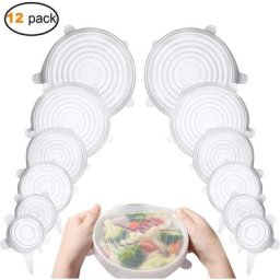 Couvercle Silicone Alimentaire, 12 Paquets de couvercles Extensible en Silicone, Flexible,