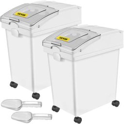 VEVOR Bo?te de Stockage de Riz, Bacs à Farine de Céréales sur Roulettes, 2PCS (25L)