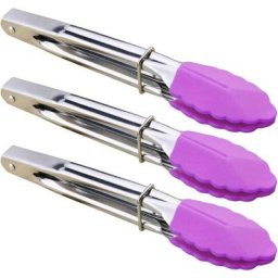 Pinces en acier inoxydable de 7 pouces avec embouts en silicone pinces à aliments en métal