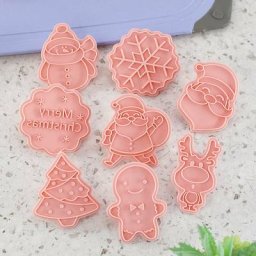 Emporte Pièces Noël,8 Pièce 3D Moule Biscuit Plastique,Moule Cookie 3D Emporte,Emporte pièces