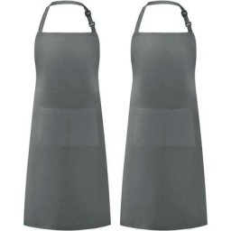 Lot de 2 tabliers à bavette réglables résistants aux gouttes d'eau avec 2 poches de cuisine, gris