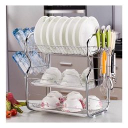 Wyctin - Hofuton Égouttoir à Vaisselle Avec Plateau Inox Save Space 3 Étages Option 2