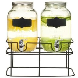 Fimei - 2 pcs Distributeurs de boissons avec support 2 x 4 l Verre